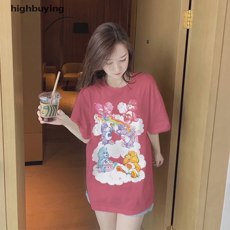 Áo Thun Tay Ngắn Cổ Tròn In Hình Gấu Hoạt Hình Thời Trang Mùa Hè Cho Nữ