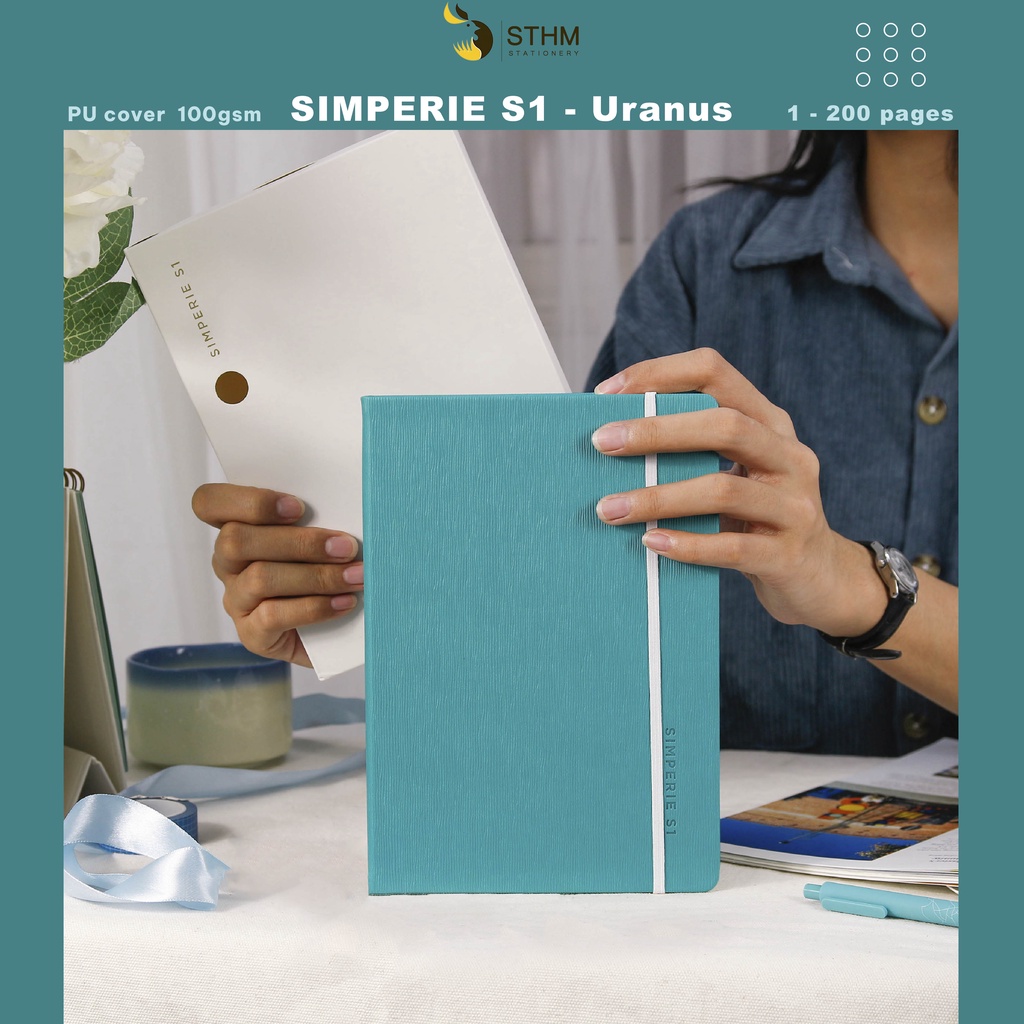 - SIMPERIE S1 - Uranus - Sổ tay bìa cứng da PU - 200 trang có đánh số