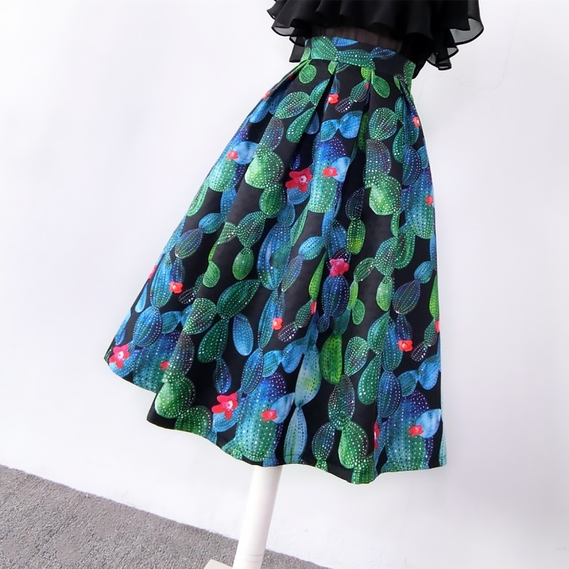 Chân Váy Lửng Lưng Cao Có Túi In Họa Tiết Thời Trang Xuân Hè Cho Nữ