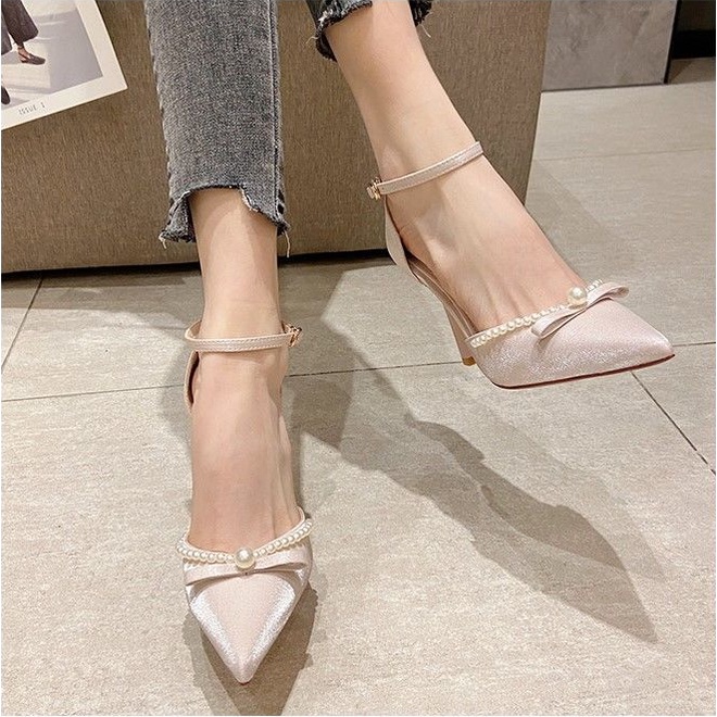 Giày cao gót mũi nhọn thời trang mới cho sandal nữ giày cao gót 10 phân
