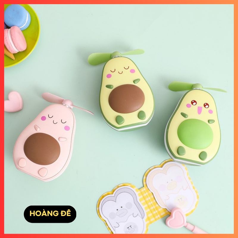 Quạt Mini Quả Bơ 3in1 Gương Soi Và Đèn Led Tiện Lợi Kèm Dây Đeo Và Cáp Sạc