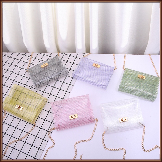 Túi Xách Trong Suốt Phối Dây Xích Đeo Vai Sành Điệu Cho Nữ