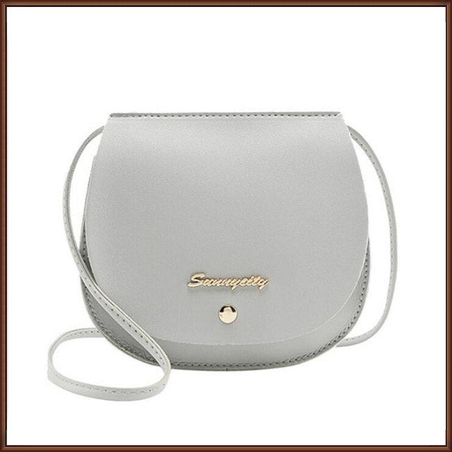 Túi Da PU Tròn Đeo Chéo Mini Màu Trơn Đơn Giản Cho Nữ