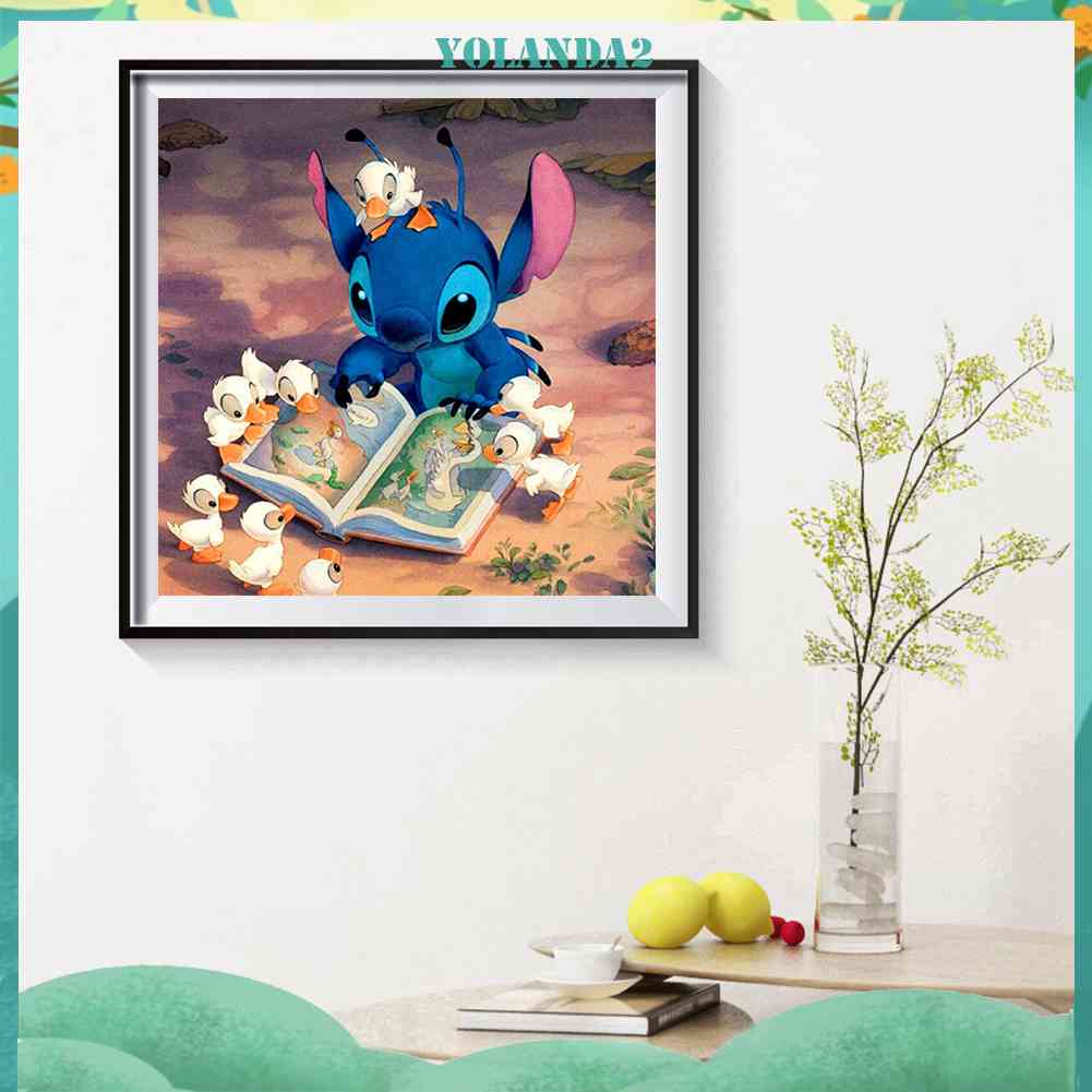 Bộ Tranh Đính Kim Cương Toàn Bộ Hình Vẽ Vịt Và Stitch Trang Trí Nhà Cửa