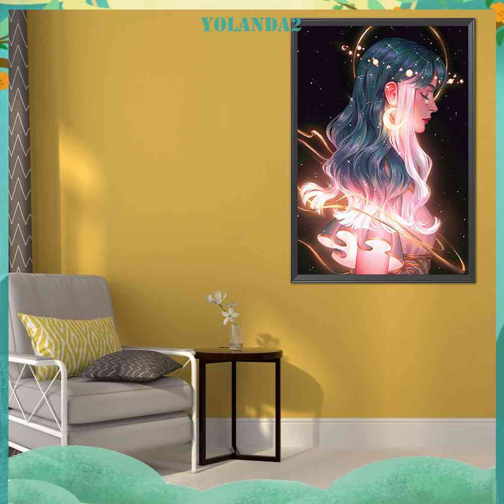 Tranh Đính Đá Kim Cương Toàn Bộ 5D DIY Hình Vẽ Cô Gái Trang Trí Nhà Cửa