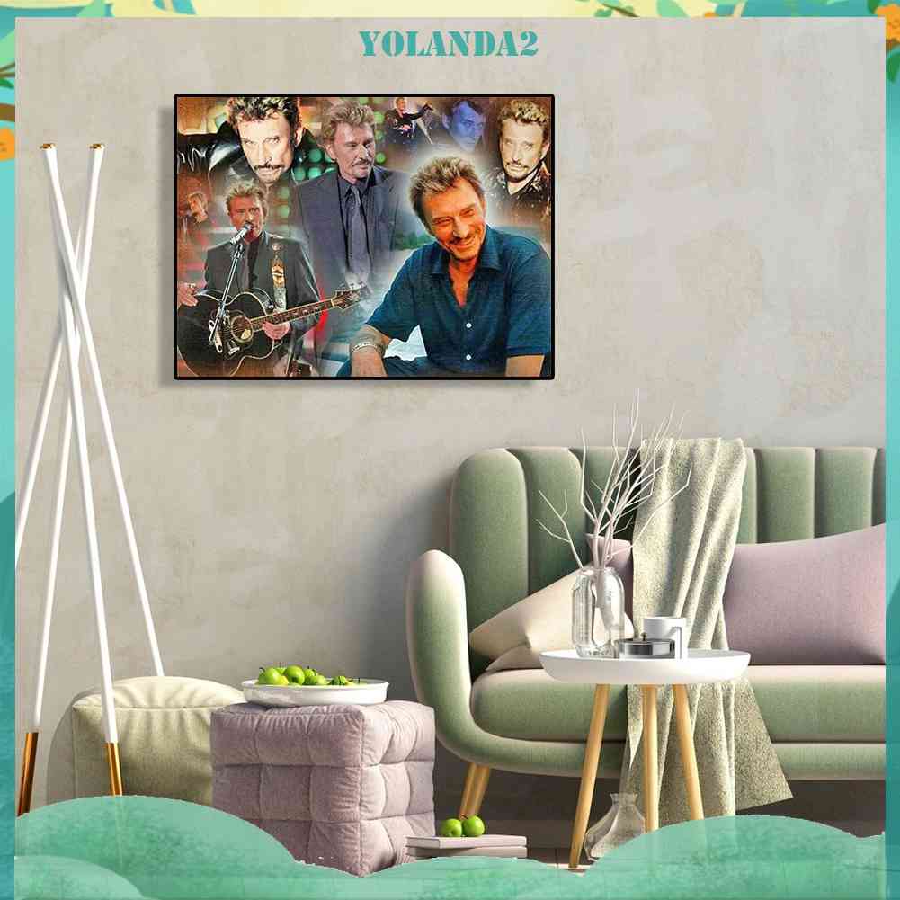 Bộ Tranh Đính Đá 5D Tự Làm Toàn Diện Họa Tiết Johnny Hallyday Trang Trí Nhà Cửa