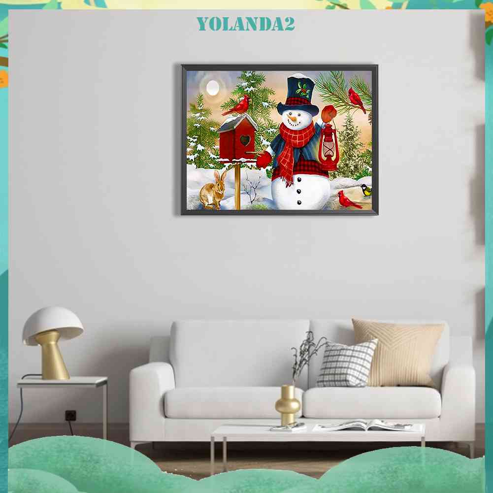 Tranh Đính Đá Kim Cương Toàn Bộ 5D DIY Hình Người Tuyết Giáng Sinh