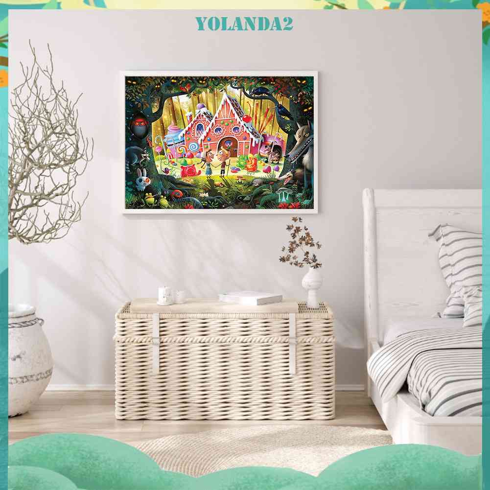 Bộ Tranh Đính Đá 5D Họa Tiết Ngôi Nhà Kẹo Alice Ở Xứ Sở Thần Tiên Độc Đáo