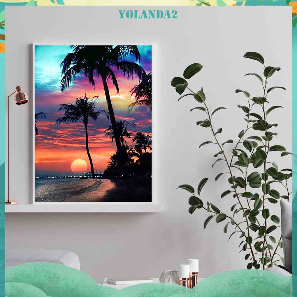 Bộ Tranh Đính Đá 5D Toàn Diện Họa Tiết Bãi Biển Độc Đáo DIY Dùng Trang Trí Nhà Cửa