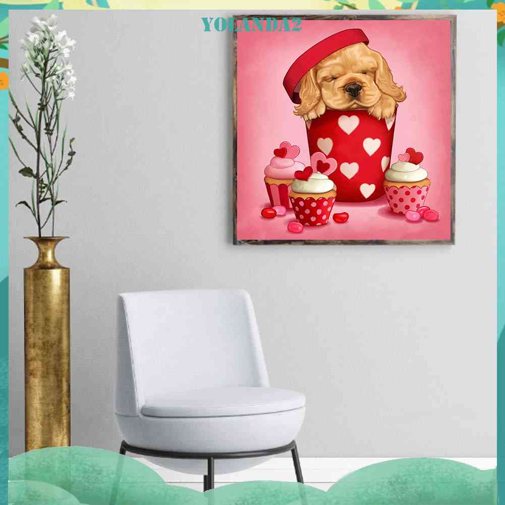 Tranh Đính Đá Kim Cương Toàn Bộ 5D DIY Hình Vẽ Chó Trang Trí Nhà Cửa