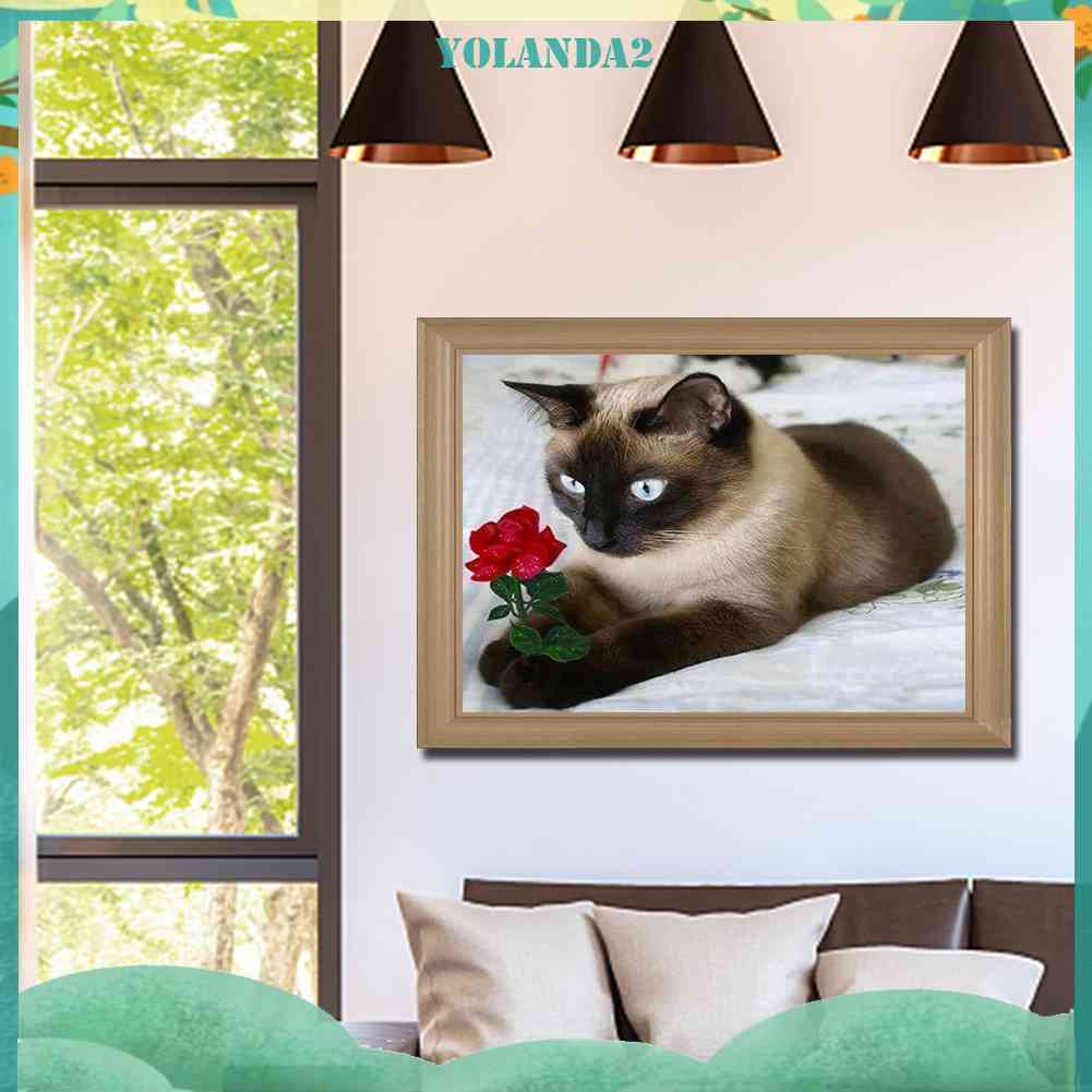 Bộ Tranh Đính Đá 5D Toàn Diện Họa Tiết Chú Mèo Dễ Thương Độc Đáo DIY Dùng Trang Trí