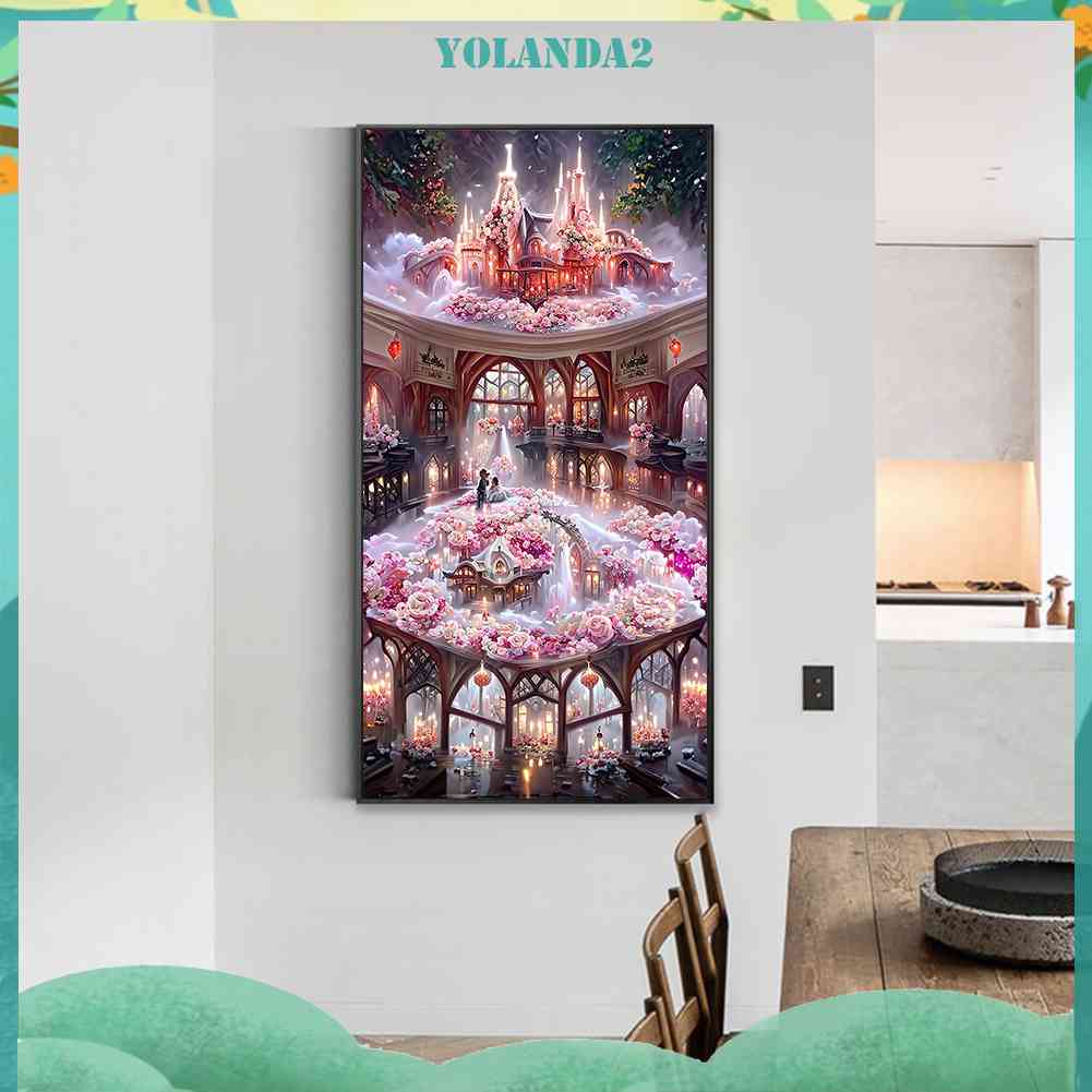 Bộ Tranh Đính Đá Tự Làm Toàn Diện Họa Tiết Hoa Hồng Dùng Trang Trí Phòng