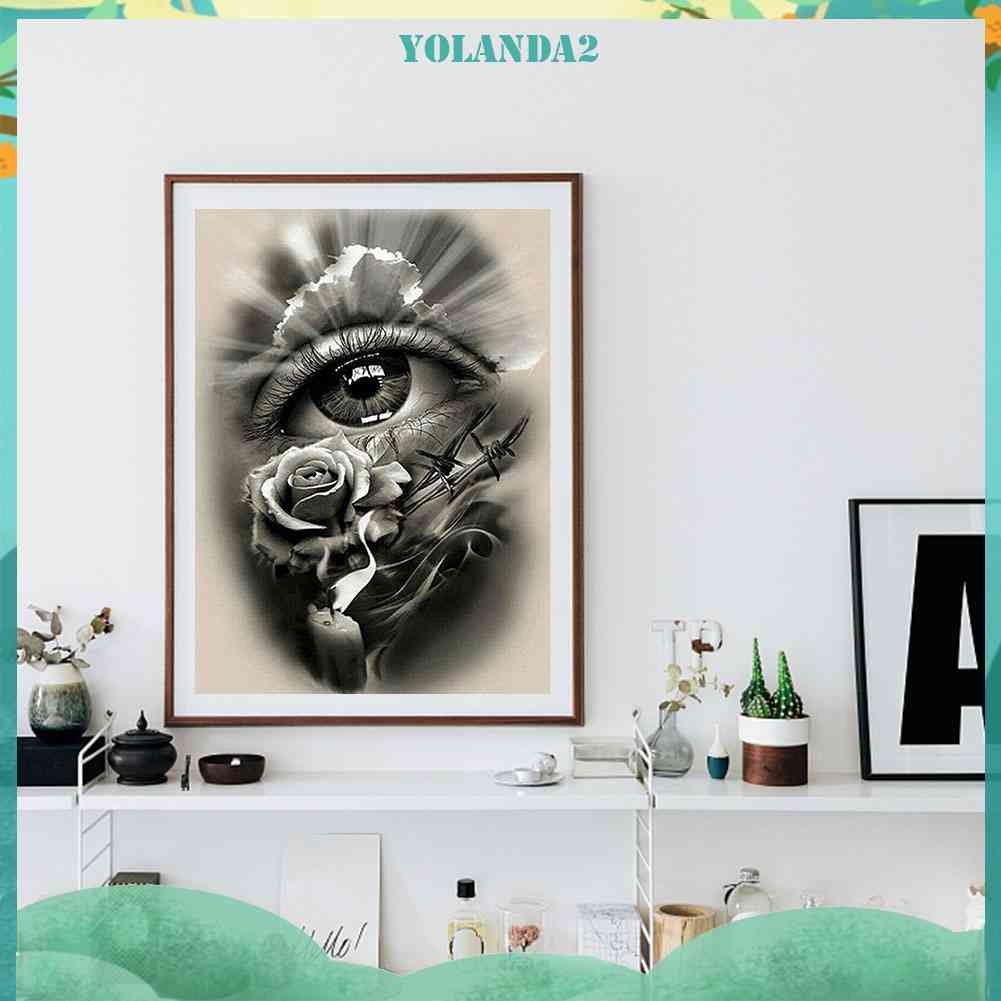 Tranh Đính Đá Kim Cương Toàn Bộ 5D DIY Hình Vẽ Mắt Hoa Hồng