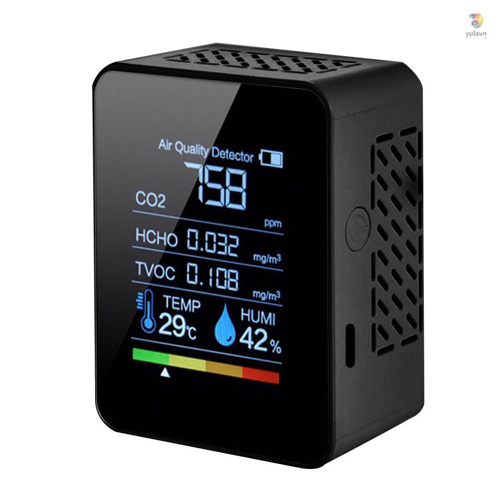 Thiết Bị Đo Độ Ẩm / Nhiệt Độ Kỹ Thuật Số 5 Trong 1 CO2 Carbon Dioxide TVOC HCHO
