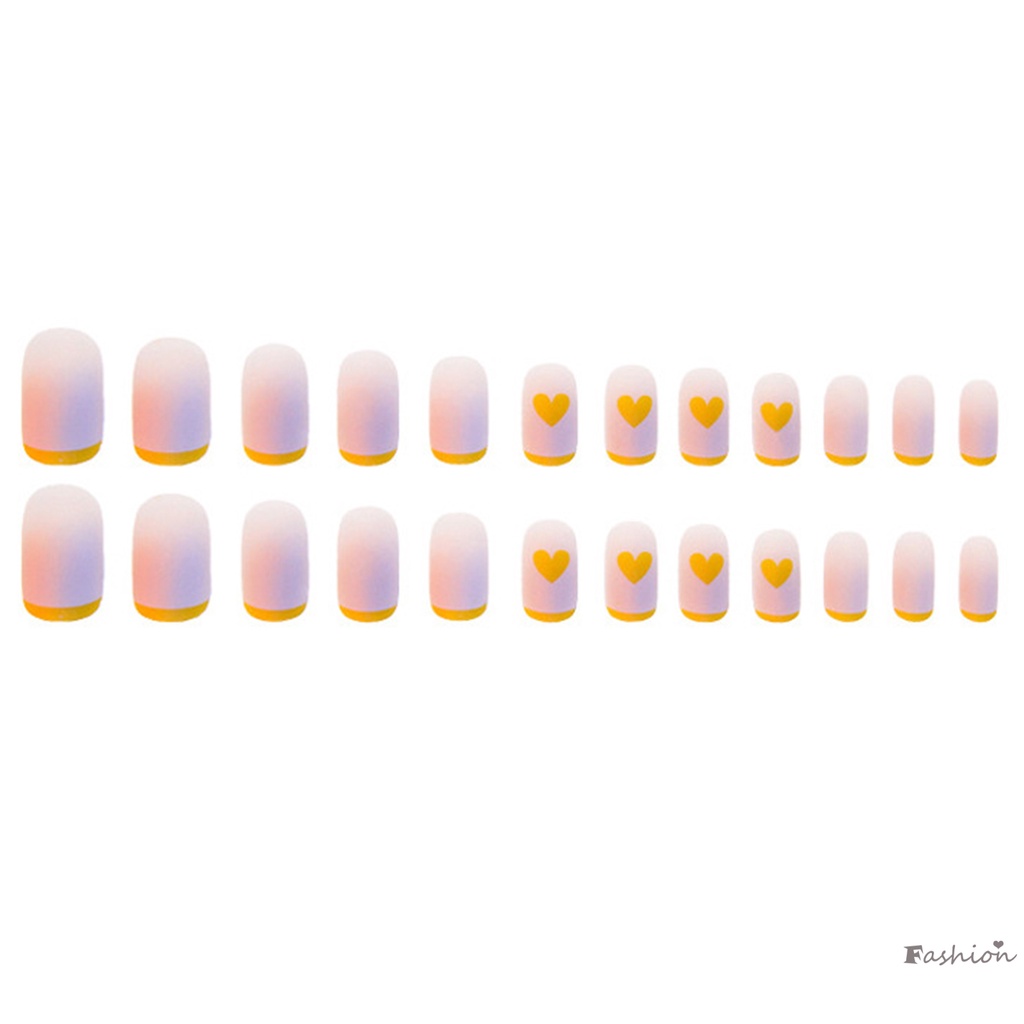 Móng Tay Giả Ngắn Hình Tròn Màu Sắc Tuyến Tính