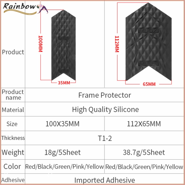 Bộ 5 Miếng Dán Khung Xe Đạp Bằng Silicon Họa Tiết Kim Cương Chống Trầy Xước Có Thể Tháo Rời