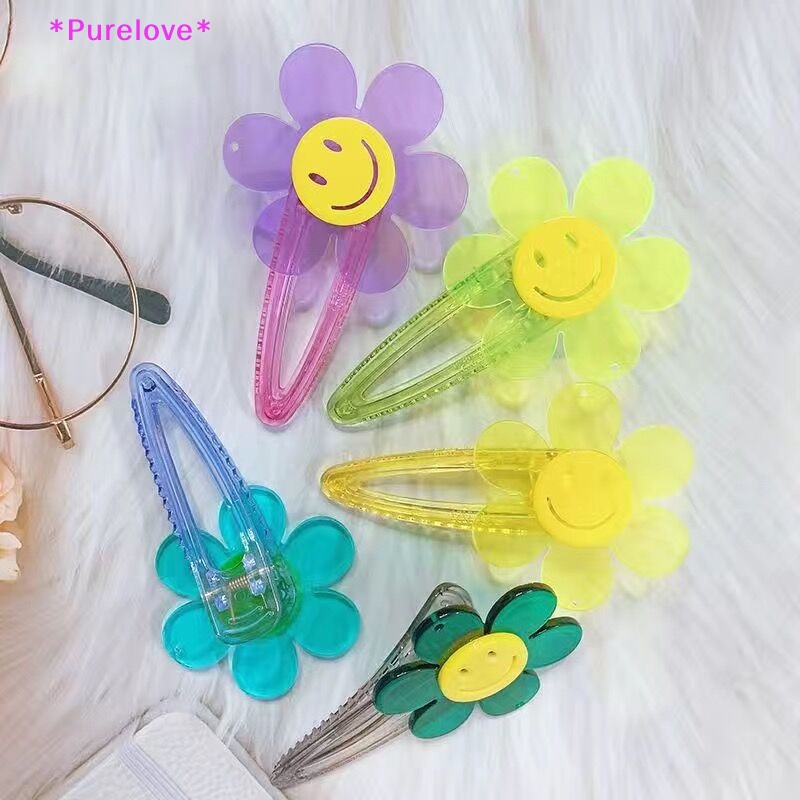 Kẹp Tóc Hình Hoa Hướng Dương Mặt Cười Bằng Acrylic Trong Suốt Thời Trang 2023 Cho Bé Gái Mới