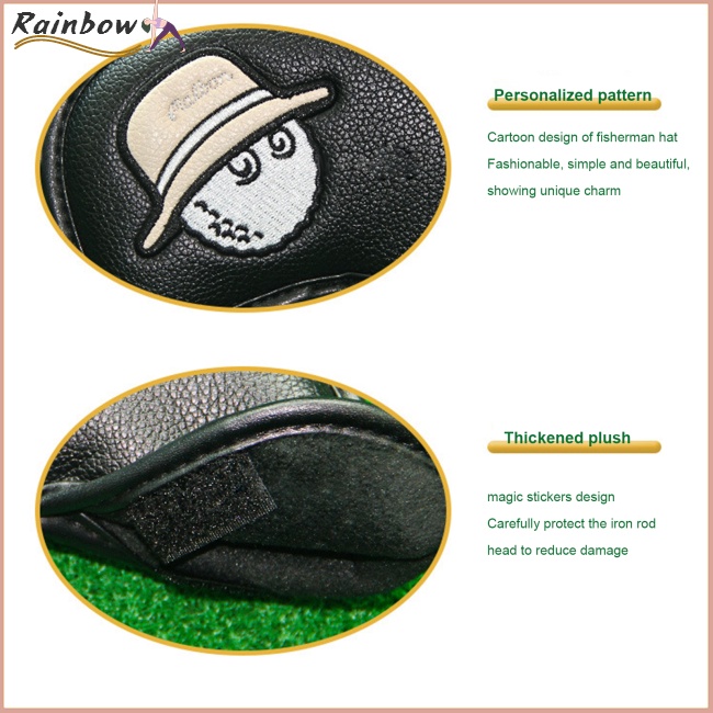 Mũ Đánh Golf Bằng Da Pu Hai Mặt Chống Thấm Nước Thêu Họa Tiết Hoạt Hình