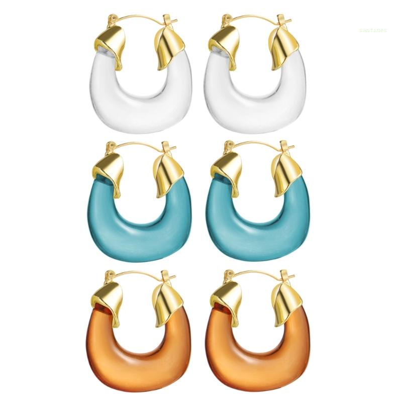 Bông Tai Chữ U Bằng Nhựa Acrylic Trong Suốt Thời Trang Cho Nữ