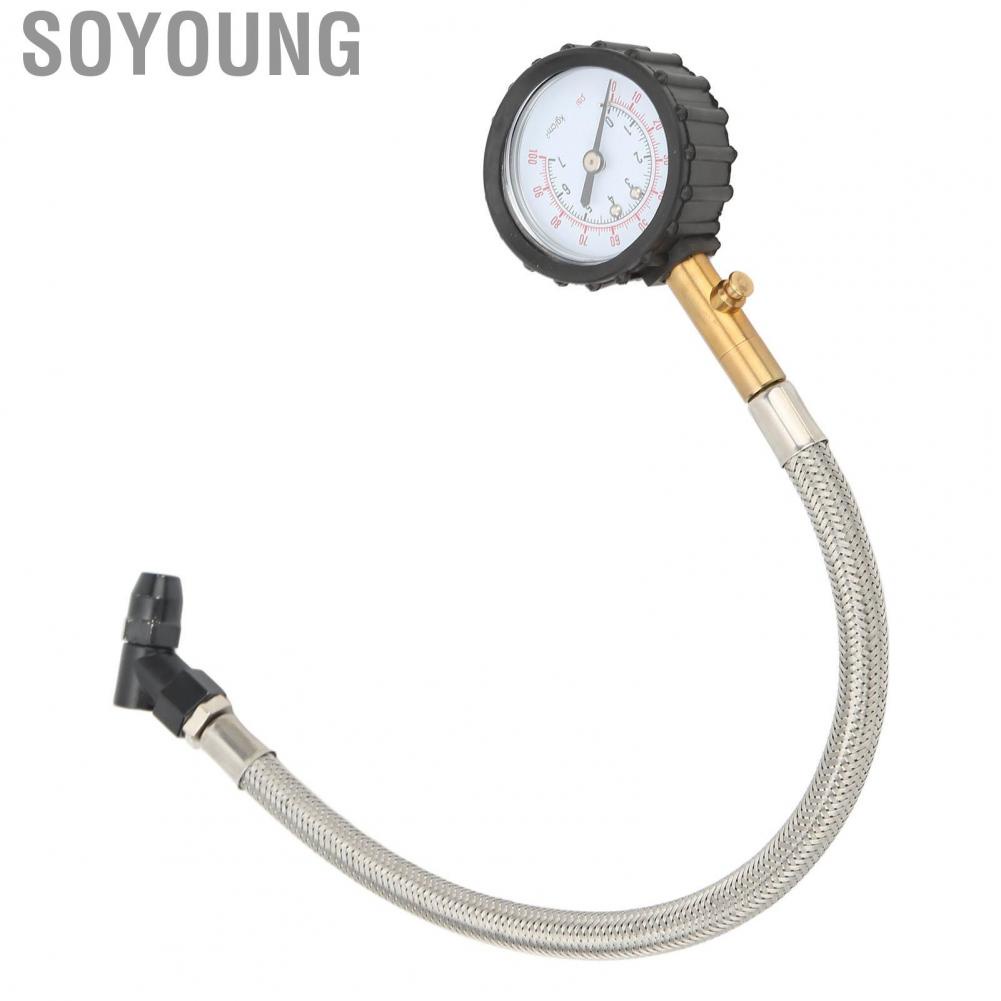 Soyoung Air Inflator Gauge  2pcs Pressure Resistant Tire Pressure Gauge 4 Units Heavy Duty  for Bike for Car