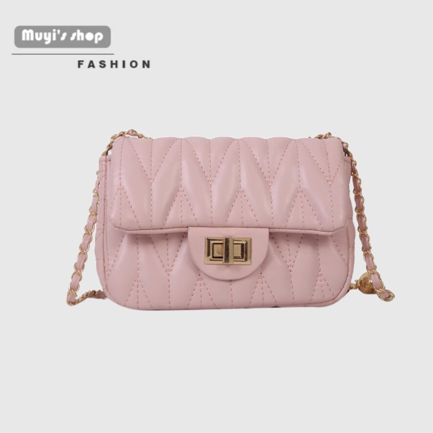 Túi Đeo Chéo Thêu Họa Tiết Hình Thoi Phối Dây Xích Thời Trang Sang Trọng Cho Nữ