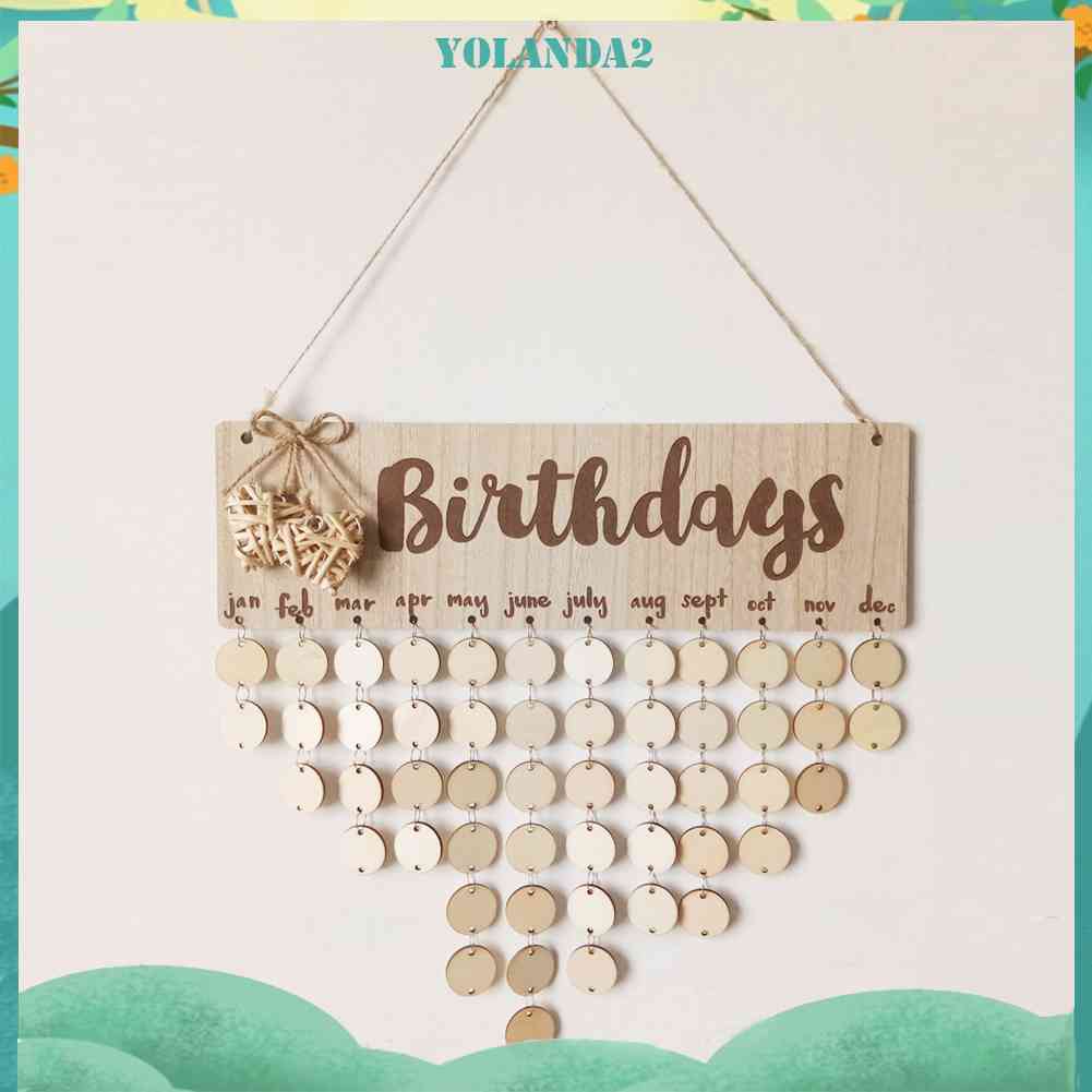 Lịch Nhắc Nhở Ngày Sinh Nhật Treo Tường Hình Tròn Bằng Gỗ DIY
