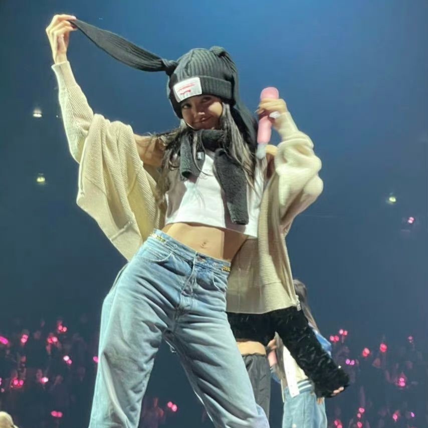 Mũ Len Dệt Kim Màu Trơn Thiết Kế Tai Mèo Thời Trang Kpop StrayKids BLACKPINK