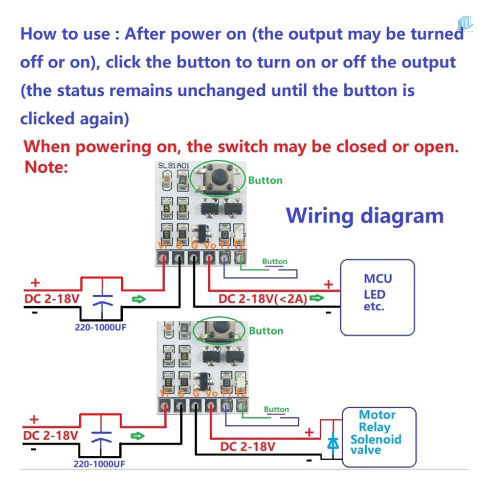 Công Tắc Điện Tự Khóa (s2mwvn) 2-18V 2A Cho Rơ Le Van Điện Từ
