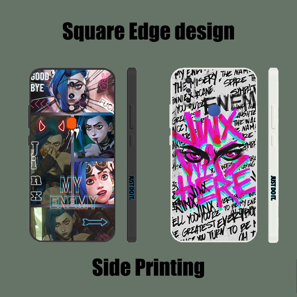 Ốp Điện Thoại Mềm Chống Sốc Cạnh Vuông Họa Tiết Liên Minh Huyền Thoại Jinx NBZ07 Cho iPhone X XS MAX XR 13 Pro 7 8 Plus