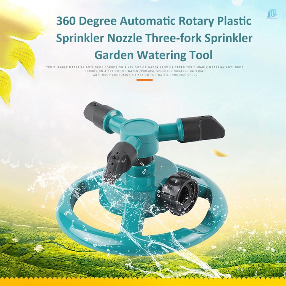 Vòi Phun Nước Tưới Vườn Ba Đầu Xoay Tự Động Bằng Nhựa 360 Độ