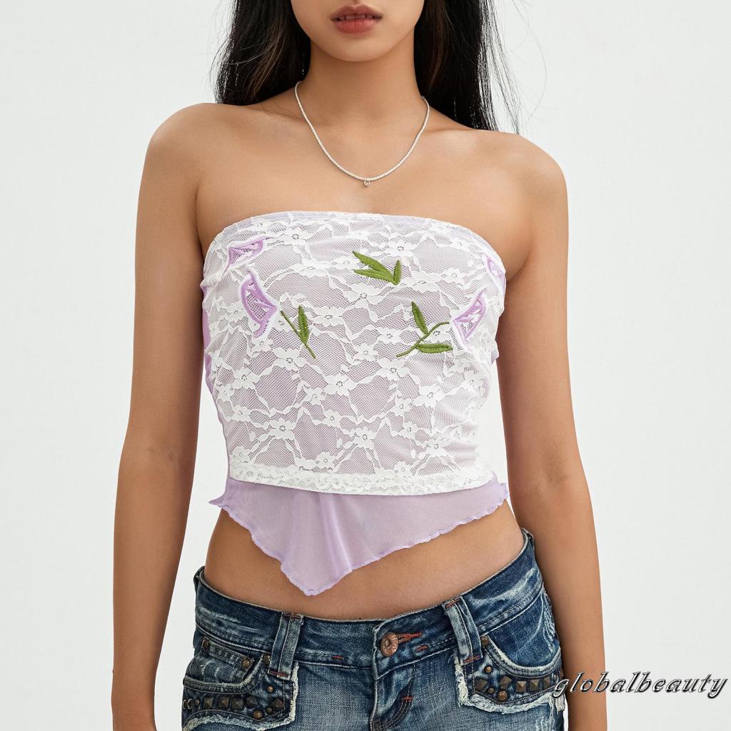 Áo Ống Ren Hoa Không Tay Thời Trang Mùa Hè Dành Cho Nữ