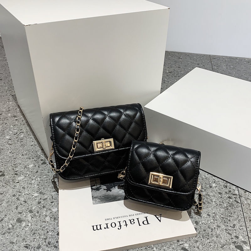 Túi Xách Mini Phối Dây Xích Đeo Vai Kiểu Hàn Quốc Dễ Thương Cho Nữ