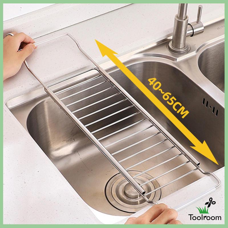 Giá Đỡ Inox Gắn Bồn Rửa Chén Ráo Nước Chống Gỉ Có Thể Điều Chỉnh