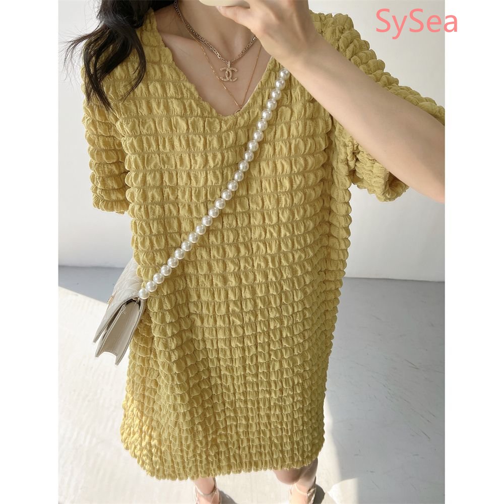 Plus Đầm Cổ Chữ V Phong Cách Hàn Quốc Cho Nữ