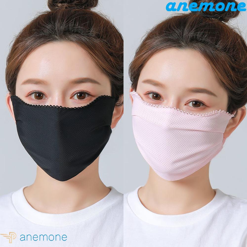 Khẩu Trang Ren Chống Nắng Bảo Vệ Mắt Màu Sắc Trơn Thoáng Khí Dành Cho Nữ