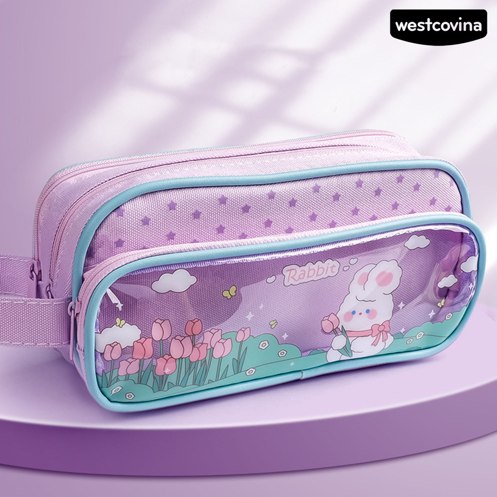 [COD]♪Túi Đựng Bút 3 Ngăn Bằng Vải Canvas Nhỏ Gọn Sức Chứa Lớn