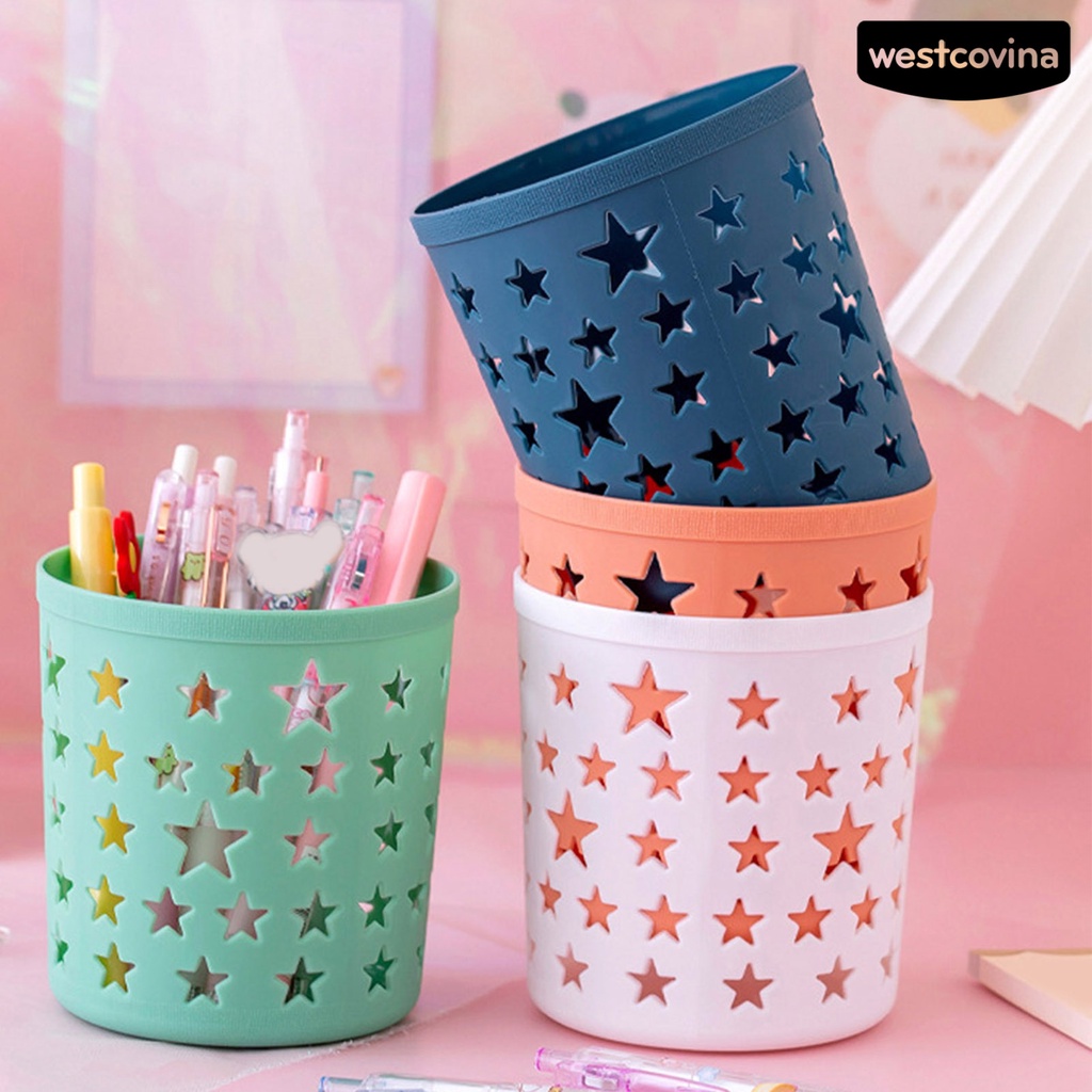 [COD]♪Hộp Đựng Bút Hình Trụ Rỗng Sức Chứa Lớn Đa Năng Họa Tiết Ngôi Sao Cho Văn Phòng