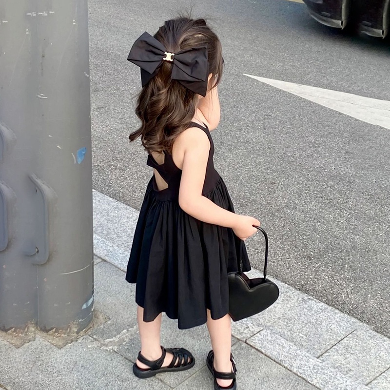 Đầm Dây Chéo Hở Lưng Phong Cách Âu Mỹ Cho Bé Gái 1-7 Tuổi