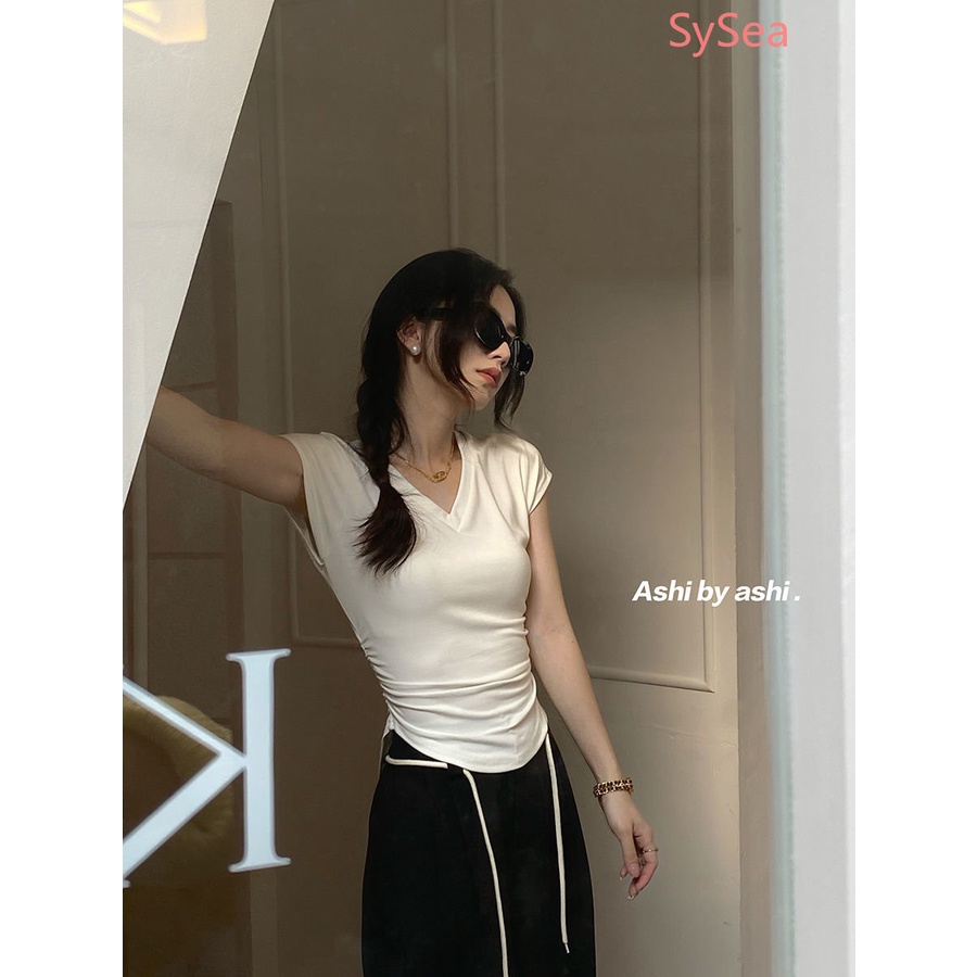 Áo Kiểu Cổ Chữ V Thiết Kế Độc Đáo Thời Trang Mùa Hè Hàn Quốc Cho Nữ