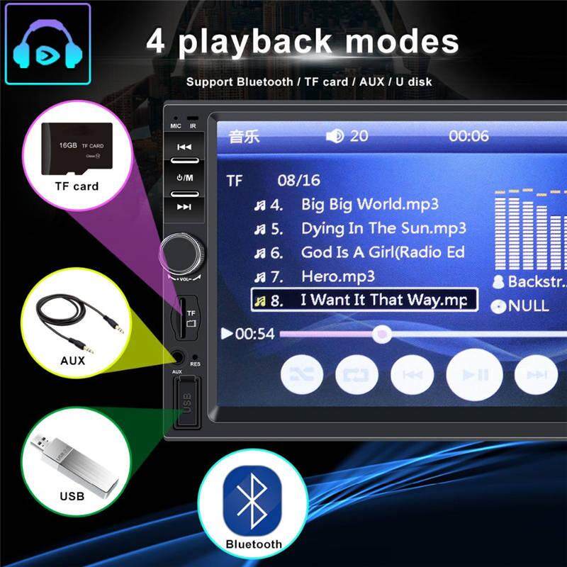 🚗💿📻7018B 7 Đôi 2 DIN Xe Đài Stereo FM Màn Hình Cảm Ứng Bluetooth MP5 Player USB/TF/Điện Thoại Liên Kết Gương - Giá Rẻ