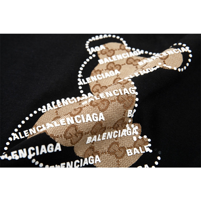 Ba Balenciag55-Áo Thun Tay Ngắn In Hình Gấu 3D Bằng Silicon Thời Trang