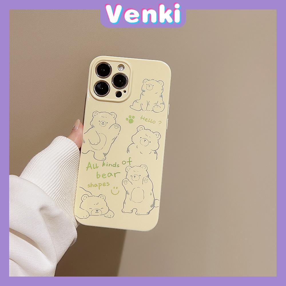Venki - For iPhone 11 iPhone Case Cream Glossy Soft Case TPU Shockproof Camera Cover Protection Bear Bunny Compatible with iPhone 14 13 Pro max 12 Pro Max xr xs max 7Plus 8Plus