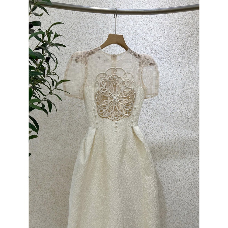 Đầm Ren Thêu Đính Hạt Phong Cách Pháp Thời Trang Xuân Hè Hàng Mới Dành Cho Bạn Nữ Mặc Đi Dự Tiệc 1374