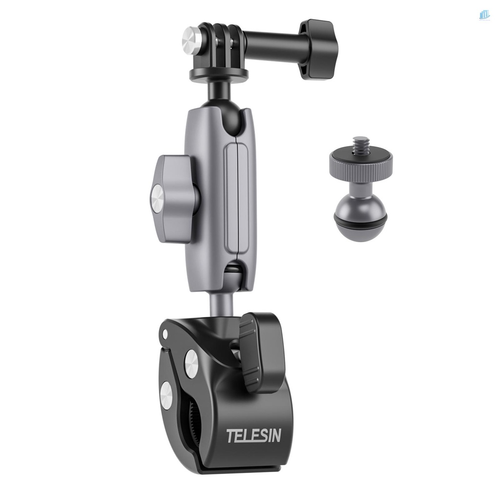 TELESIN Kẹp Gắn Tay Lái Xe Đạp Thông Minh Bằng Hợp Kim Nhôm Xoay 360 Độ GP-HBM-001° Bộ Chuyển Đổi Đầu Bi Xoay Được Kèm Ốc Vít 1 / 4 Inch Cho Máy Ảnh Thể Thao