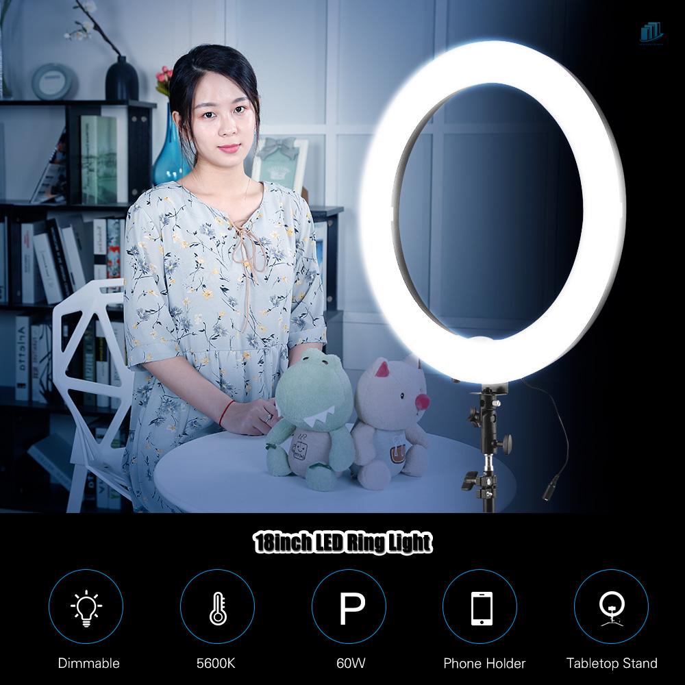 Bộ Vòng Đèn LED 5600K 60W 18inch Kèm Kẹp / Điện Thoại / Máy Ảnh Để Bàn Cho iPhone X 8 7