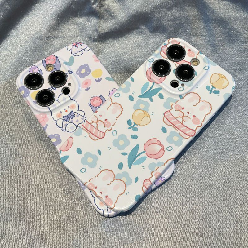 Ốp Điện Thoại Họa Tiết Thỏ Và Hoa Xinh Xắn Cho Iphone 1214 promax / 7 xr Xsiphone11 11 813 8AGB