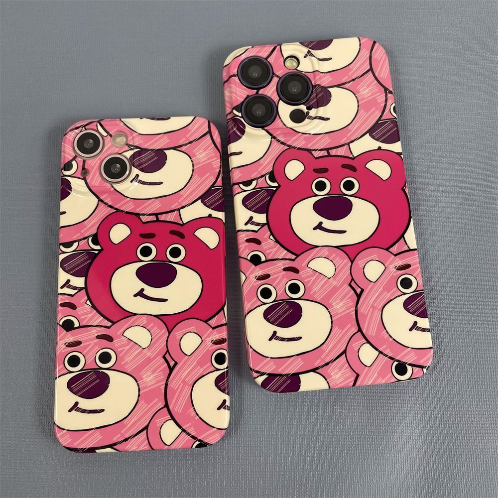 Ốp Điện Thoại Cứng Họa Tiết Gấu Và Dâu Tây Dễ Thương Cho Iphone xr14Pro11 13 12xsmax / 4ZTQ