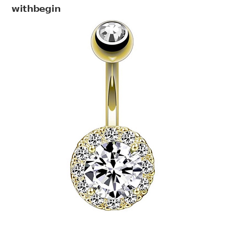 Khuyên Rốn Bằng Thép Không Gỉ Đính Đá Zircon Quyến Rũ