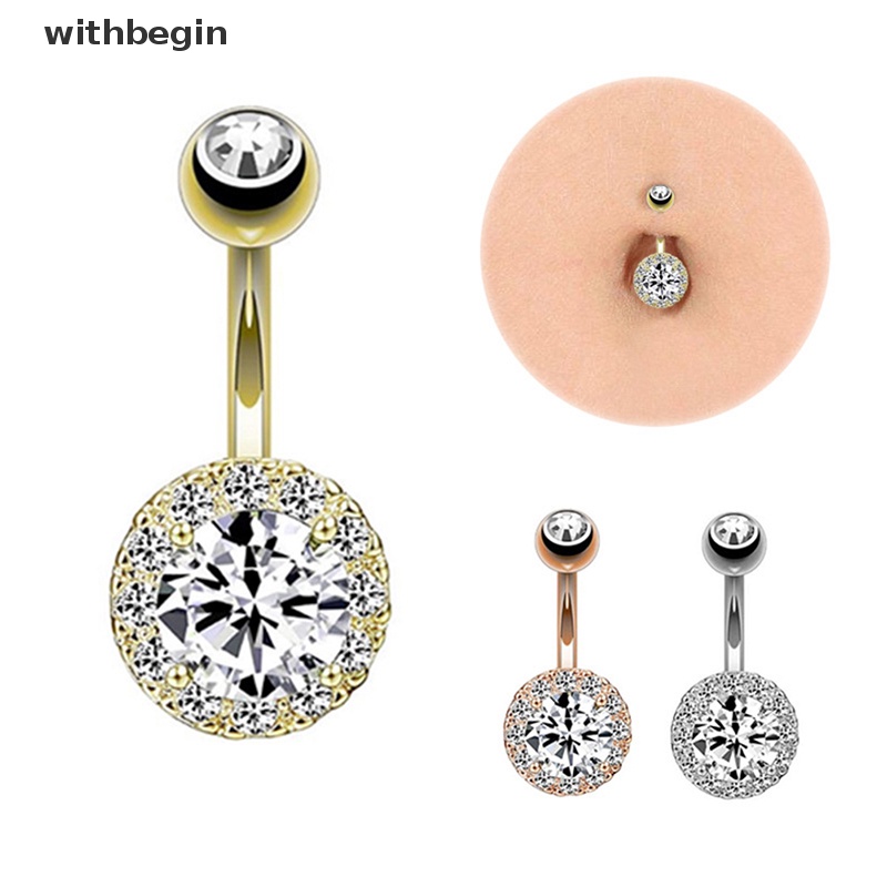 Khuyên Rốn Bằng Thép Không Gỉ Đính Đá Zircon Quyến Rũ