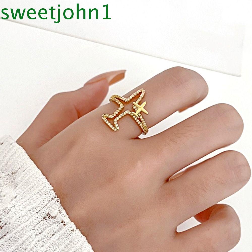 Nhẫn Hở Hình Máy Bay Bằng Đồng Phong Cách Vintage Sang Trọng